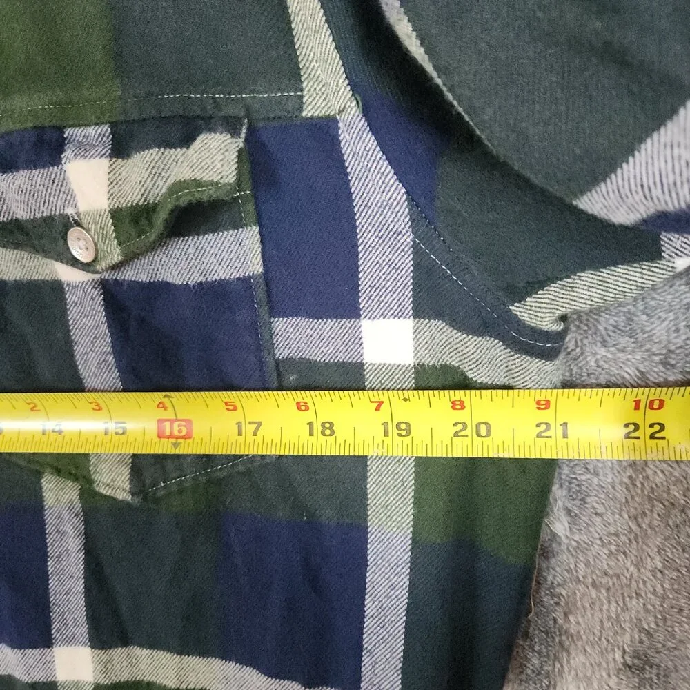 True Religion Shirt Dress Womens Large Green Plaid Flannel Button Down Tie Front - Picture 6 of 10